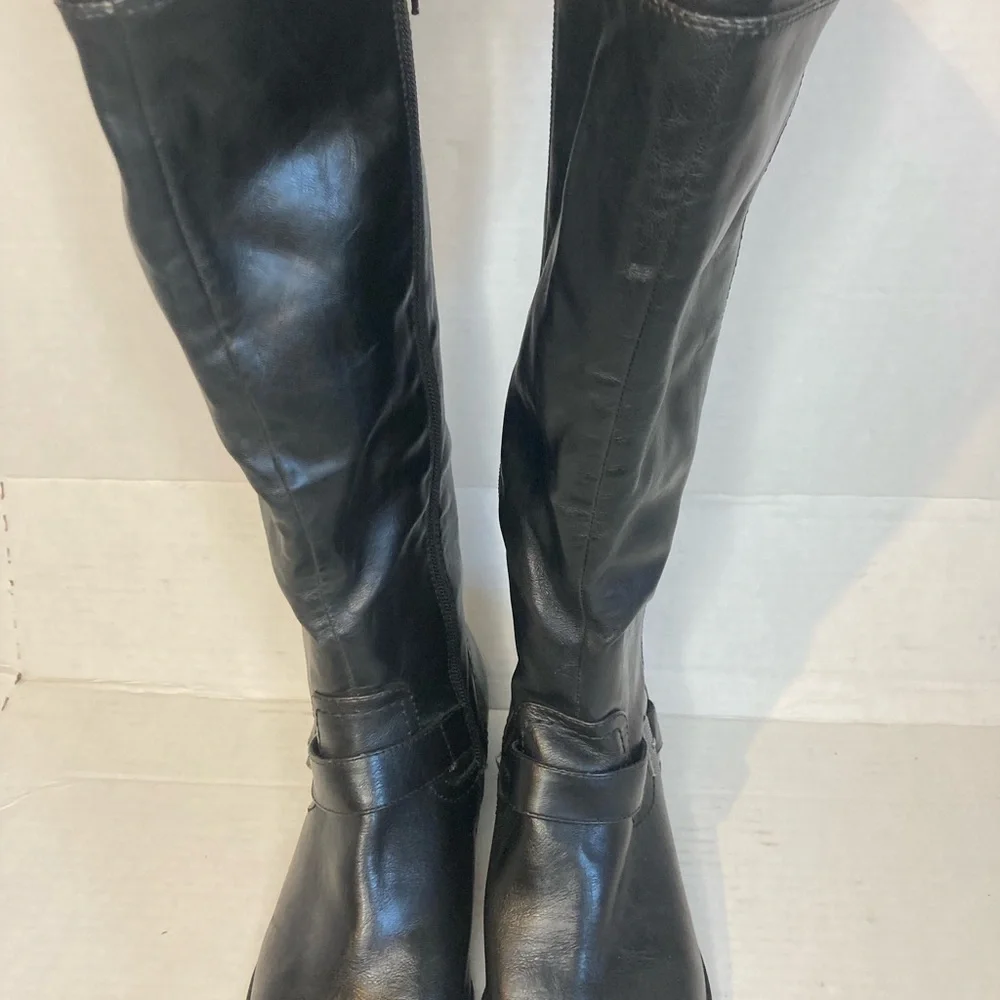 Kim Rogers Woman Black Leather Knee-High Jax Boots Size 10M